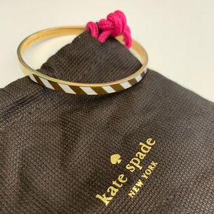 Kate Spade Gold and White Striped Bangle Bracelet